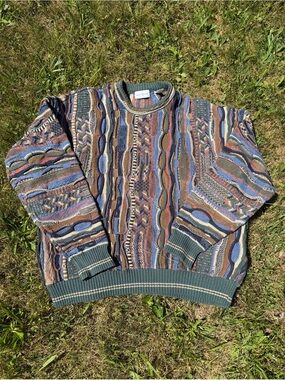 Vintage 90s Modern Elements Cable Knit Crewneck Sweater Size XL Coogi Style